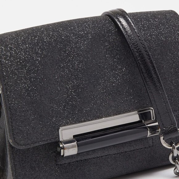 DVF Black Glitter Mini Cross Body with Leather & Chain Strap - Like New - Picture 3 of 9